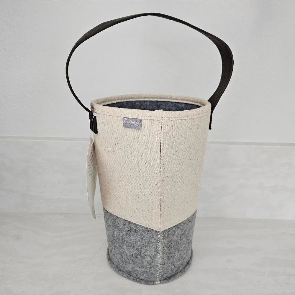Thirty-One Cream and Gray Canvas And Felt Bag